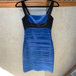 BCBGMAXAZRIA Pleated Satin Sheath Dress